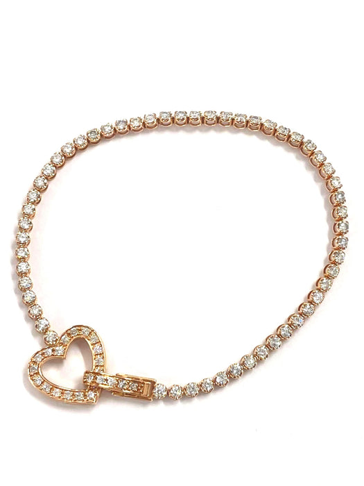NO BRAND Heart Tennis Diamond Bracelet