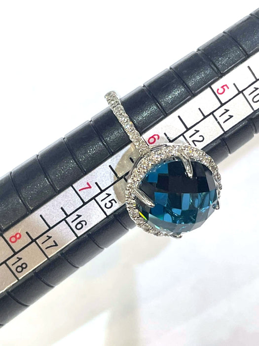 NO BRAND Blue Topaz & Diamond Ring