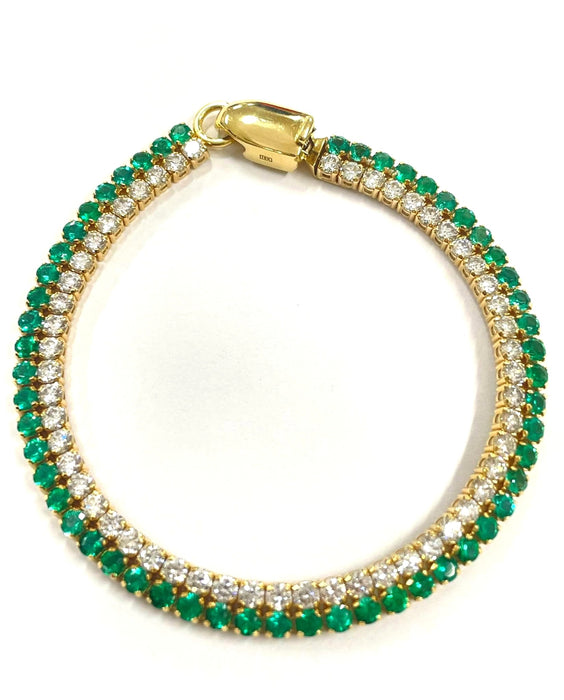 NO BRAND Emerald & Diamond Tennis Diamond Bracelet