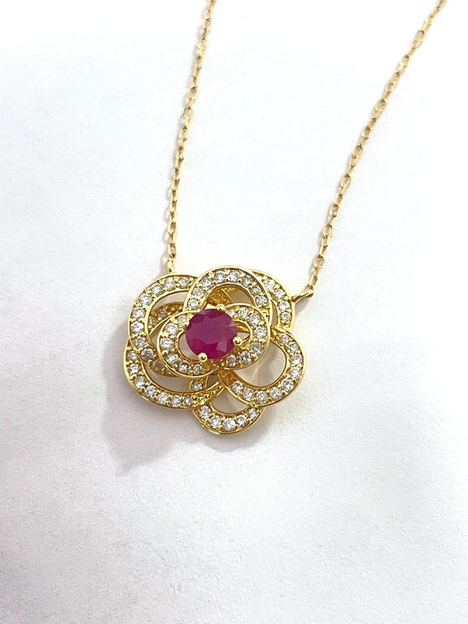 NO BRAND Camelia Ruby & Diamond Necklace