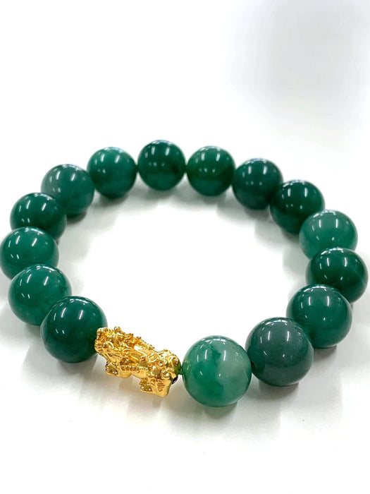 NO BRAND Green Jade Dragon Piyao Bracelet