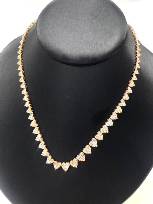NO BRAND Heart Baguette Tennis Diamond Necklace