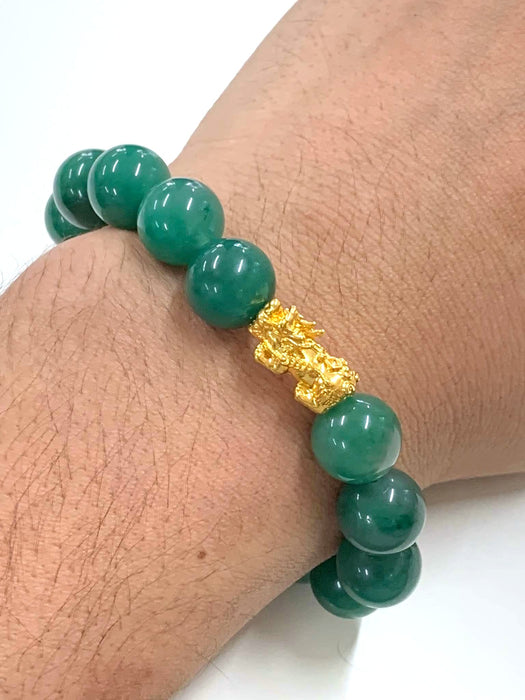 NO BRAND Green Jade Dragon Piyao Bracelet