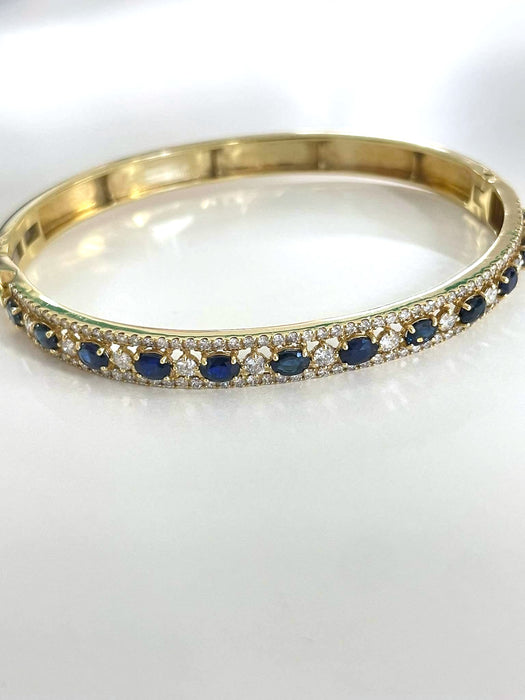 NO BRAND Blue Sapphire & Diamond Bangle