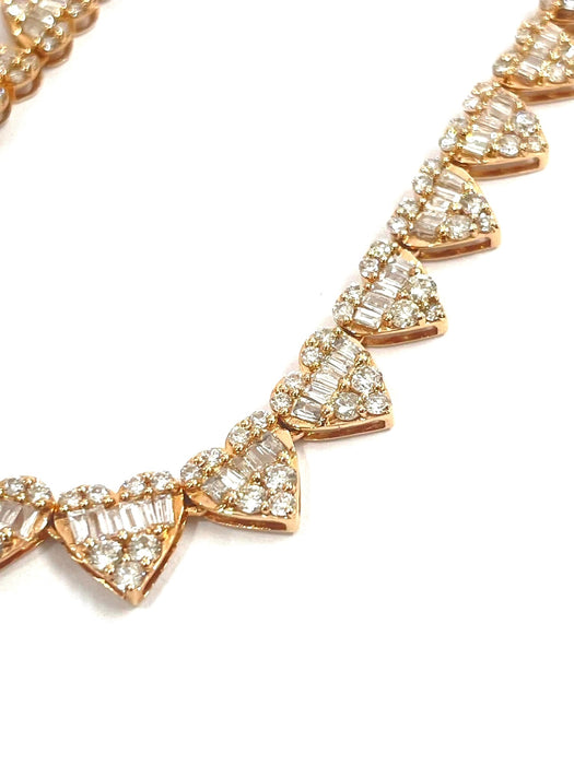 NO BRAND Heart Baguette Tennis Diamond Necklace