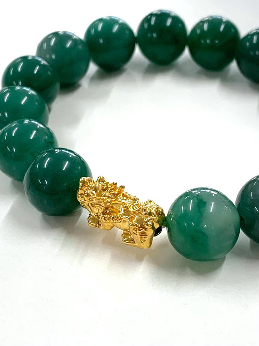 NO BRAND Green Jade Dragon Piyao Bracelet