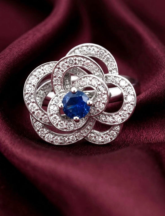 NO BRAND Camelia Sapphire & Diamond Ring
