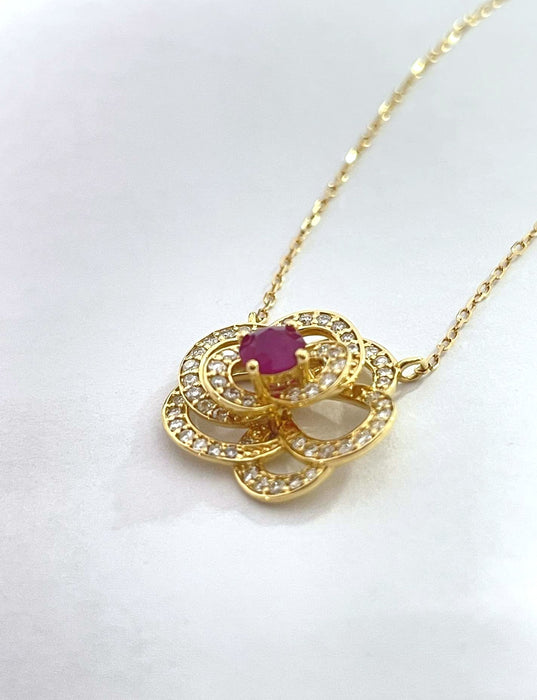 NO BRAND Camelia Ruby & Diamond Necklace