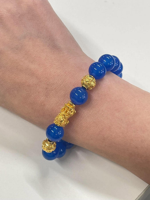 NO BRAND Blue Agate Piyao Luckyball Bracelet