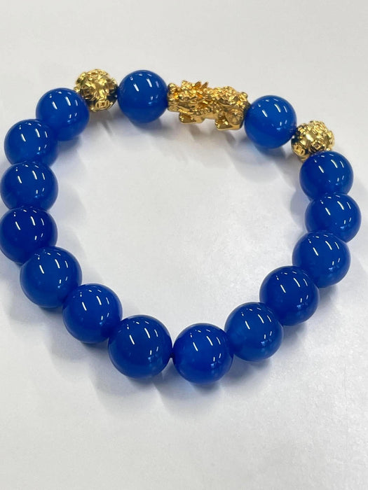 NO BRAND Blue Agate Piyao Luckyball Bracelet