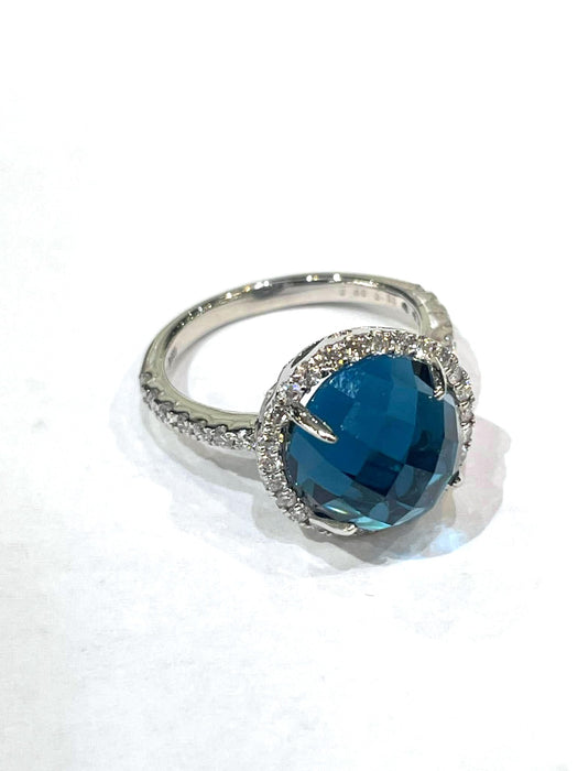 NO BRAND Blue Topaz & Diamond Ring