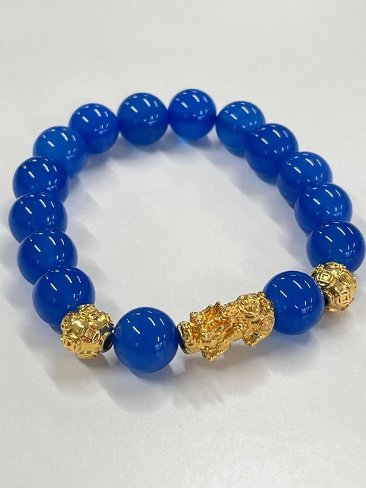 NO BRAND Blue Agate Piyao Luckyball Bracelet