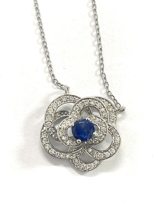 NO BRAND Camelia Sapphire & Diamond Necklace
