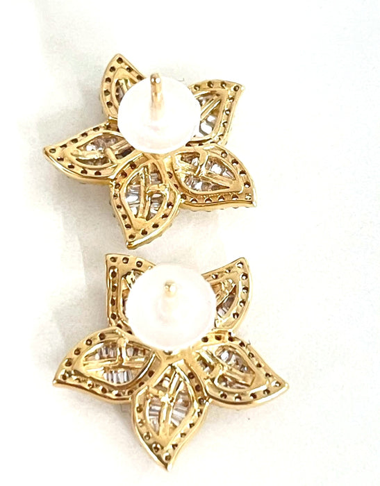 NO BRAND Star Baguette Diamond Stud Earrings