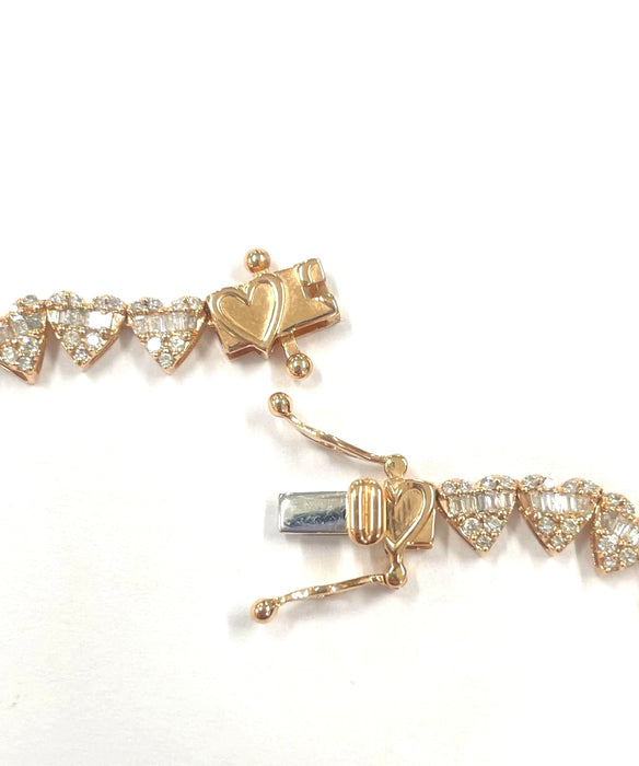 NO BRAND Heart Baguette Tennis Diamond Necklace
