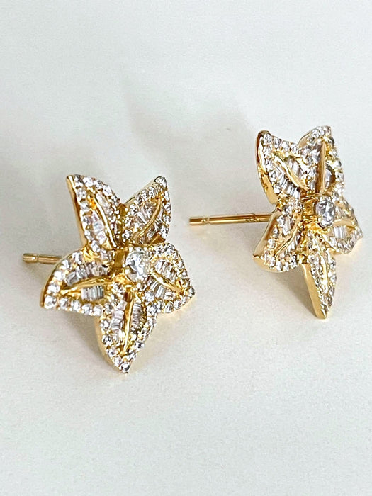 NO BRAND Star Baguette Diamond Stud Earrings