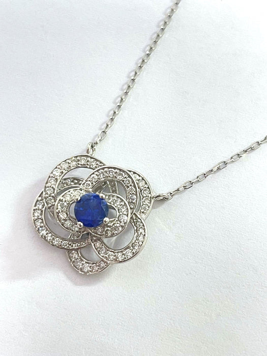 NO BRAND Camelia Sapphire & Diamond Necklace