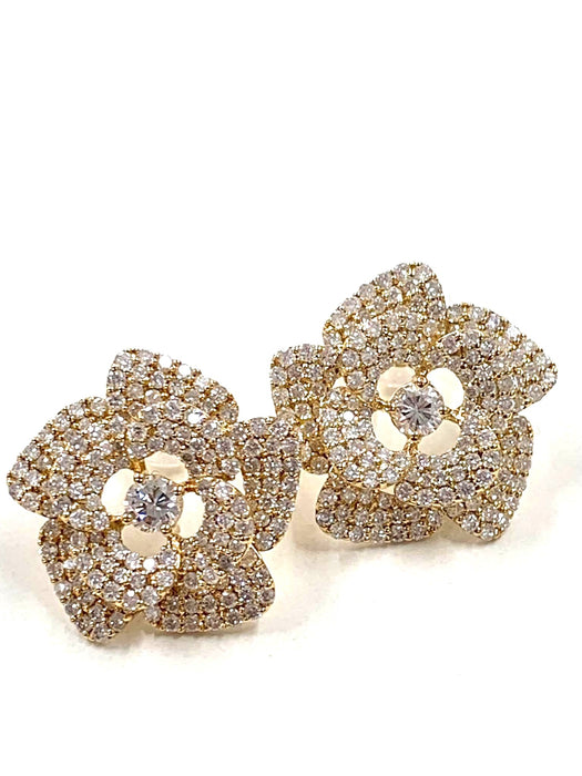 NO BRAND Camelia Cluster Diamond Stud Earrings