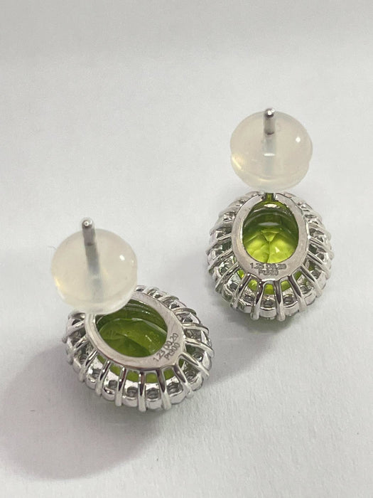 NO BRAND Peridot & Diamond Stud Earrings