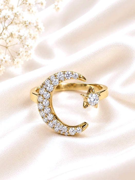NO BRAND Star & Moon Cluster Diamond Ring