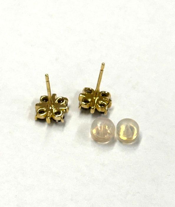NO BRAND Clover Black Diamond Stud Earrings