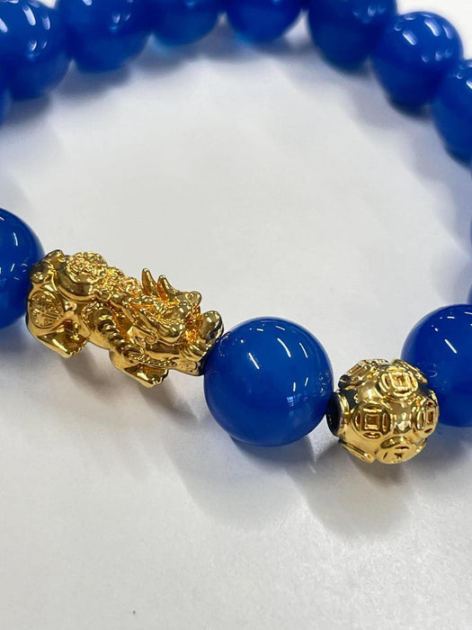 NO BRAND Blue Agate Piyao Luckyball Bracelet