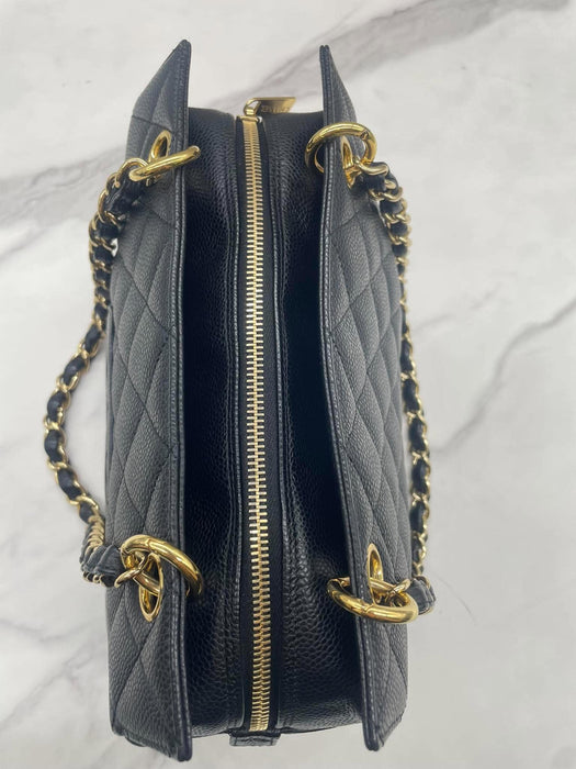 CHANEL PTT Matelasse Black Caviar Shoulder Bag