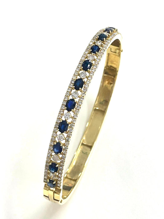 NO BRAND Blue Sapphire & Diamond Bangle