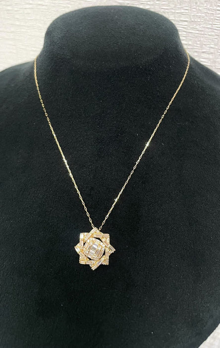 NO BRAND Baguette Diamond Necklace