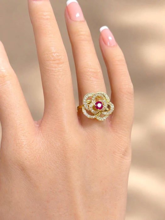 NO BRAND Camelia Ruby & Diamond Ring