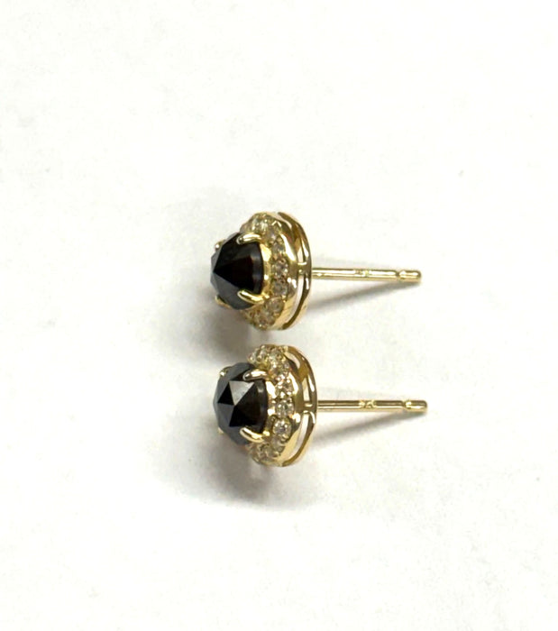NO BRAND Black & White Diamond Round Stud Earrings