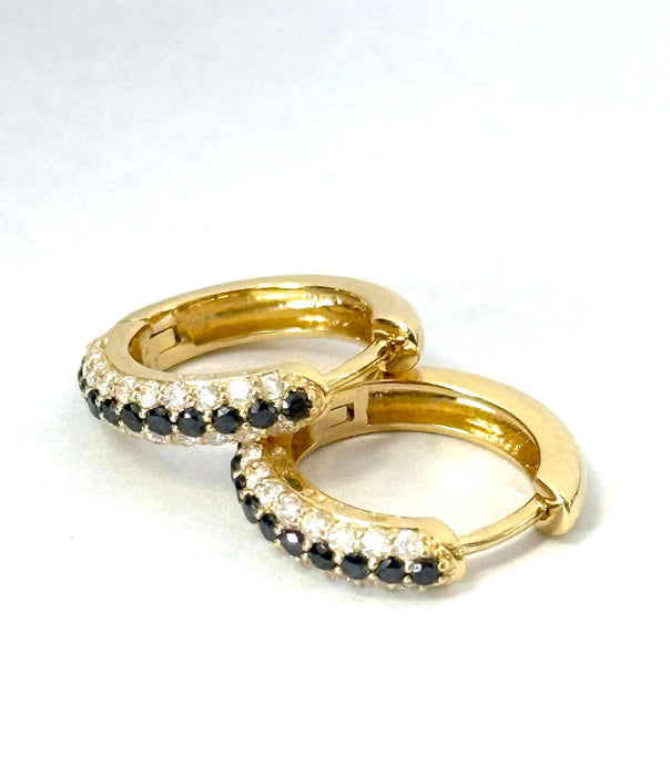 NO BRAND Black & White Diamond Hoop Earrings