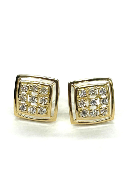 NO BRAND Square Cluster Diamond stud EarringS