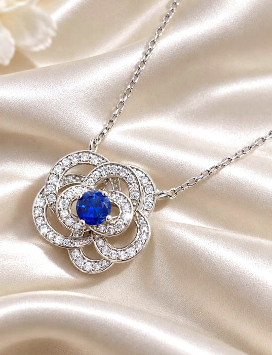 NO BRAND Camelia Sapphire & Diamond Necklace