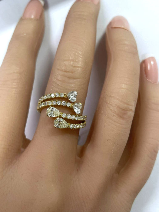 NO BRAND Heart & Pear Shape Bypass Diamond Ring