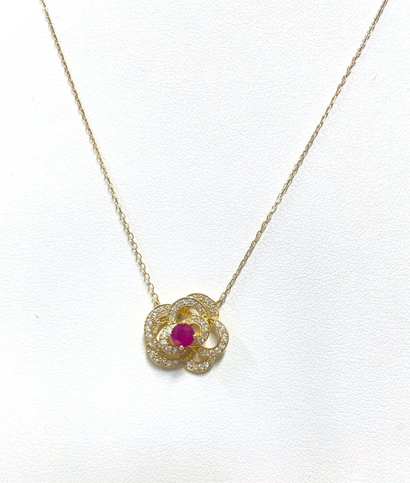 NO BRAND Camelia Ruby & Diamond Necklace