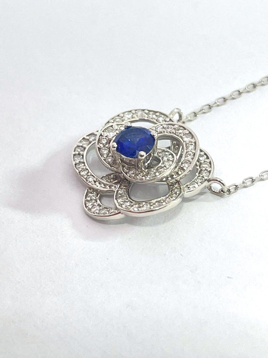 NO BRAND Camelia Sapphire & Diamond Necklace