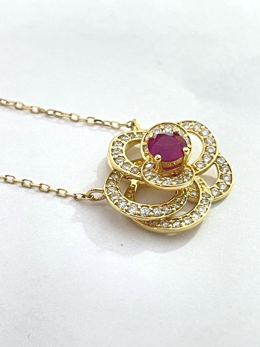 NO BRAND Camelia Ruby & Diamond Necklace