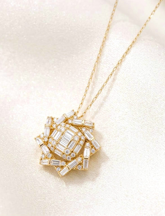 NO BRAND Baguette Diamond Necklace