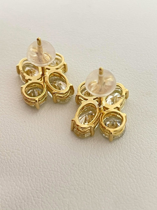 NO BRAND Clover 4P Diamond Stud Earrings