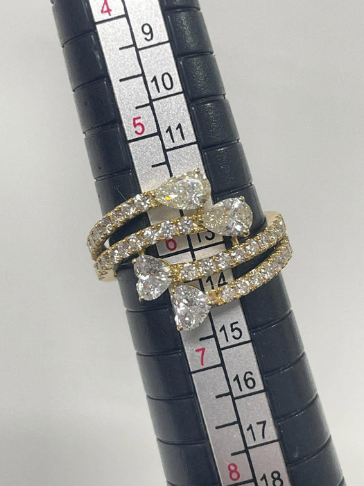NO BRAND Heart & Pear Shape Bypass Diamond Ring