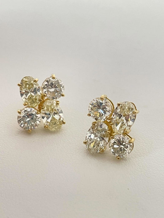 NO BRAND Clover 4P Diamond Stud Earrings
