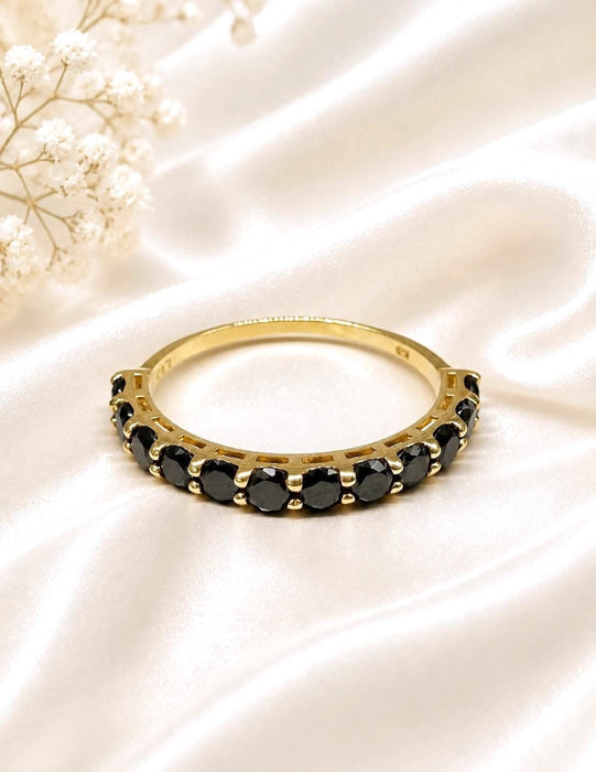 NO BRAND Half Eternity Black Diamond Ring