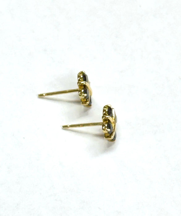 NO BRAND Clover Black Diamond Stud Earrings