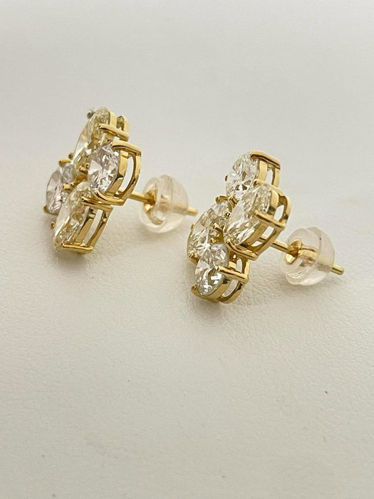 NO BRAND Clover 4P Diamond Stud Earrings