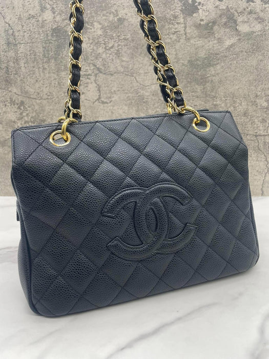 CHANEL PTT Matelasse Black Caviar Shoulder Bag