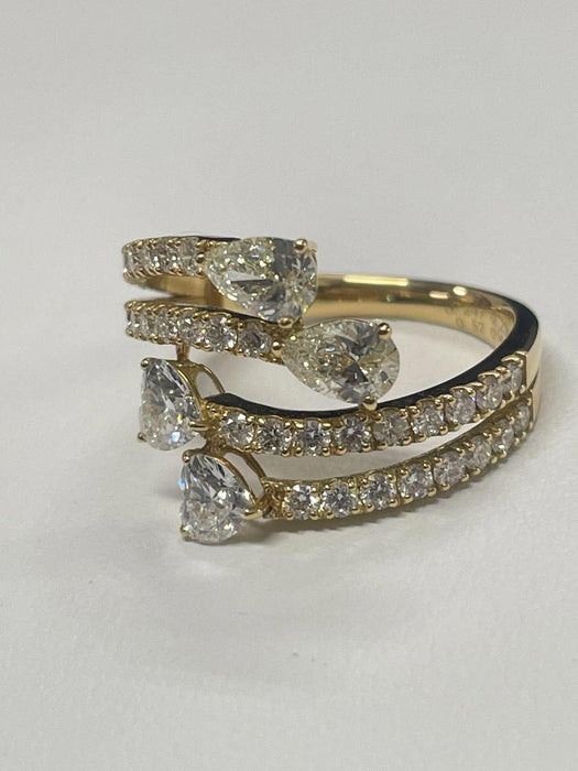 NO BRAND Heart & Pear Shape Bypass Diamond Ring