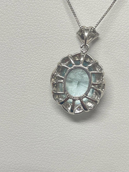 NO BRAND Aquamarine & Diamond Necklace