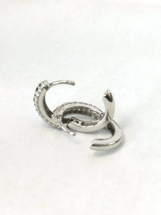 NO BRAND Black & White Diamond Hoop Earrings
