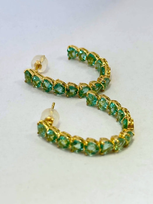 NO BRAND Emerald Heart C-Hoop Earrings